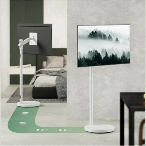 Fully-Adjustable Mobile Mechanical Spring Display Floor Stand White VESA200x200