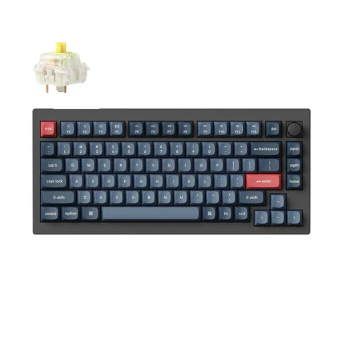 Keychron V1 Max QMK/VIA Wireless Mechanical Keyboard Carbon Black Gateron Jupiter Banana Switch
